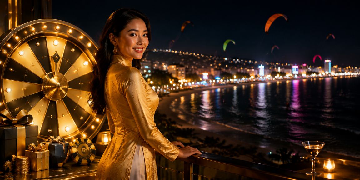 Không khí lễ hội may mắn tại Mũi Né – áo dài truyền thống và không gian giải trí đêm rực rỡ